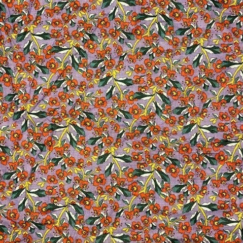 London Lawns Fabric, Purple Floral- Width 148cm