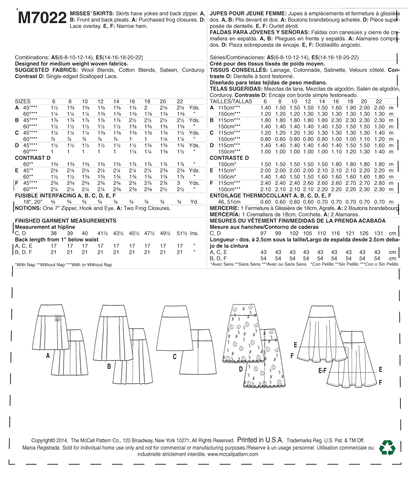 McCall's Pattern M70Misses' Skirts