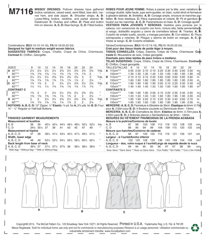 McCall's Pattern M7116 Misses' Dresses