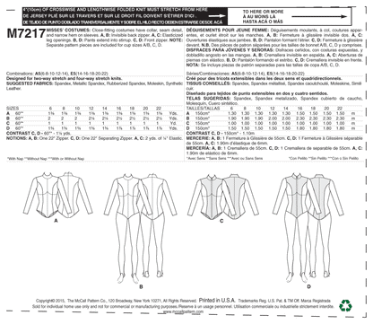 McCall's Pattern M7217 Yaya Han Zippered bodysuit