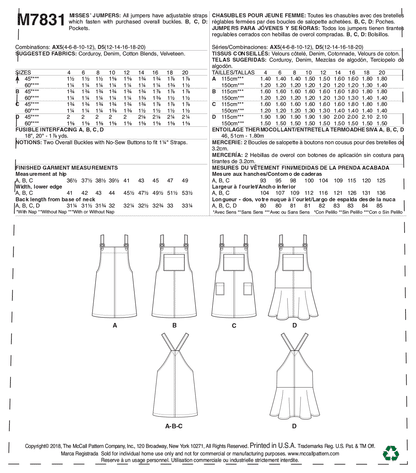 McCall's Pattern M7831 Misses' Jumpers