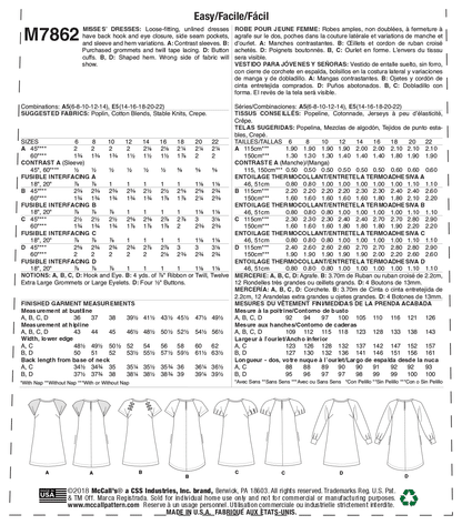 McCall's Pattern M7862 Misses' Dresses