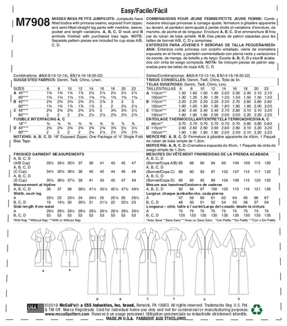 McCall's Pattern M7908 Misses'/Miss Petite Jumpsuits