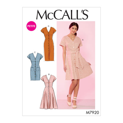 McCall's Pattern M7920 Misses'/Miss Petite Dresses and Belt