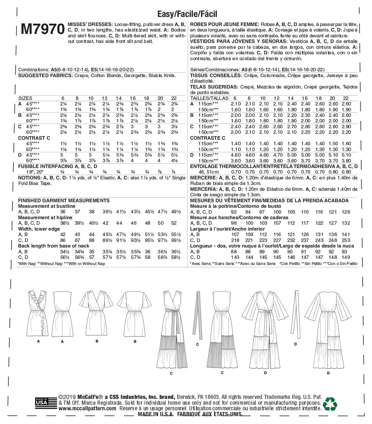 McCall's Pattern M7970 Misses' Dresses