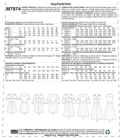 McCall's Pattern M7974 Misses' Dresses