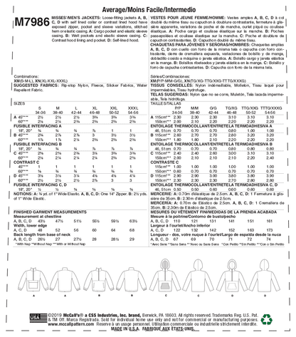 McCall's Pattern M7986 Misses' and Men's Jackets