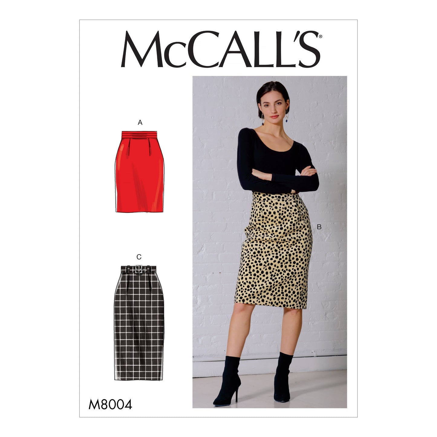 McCall's Pattern M8004 Misses' Skirt and Belt