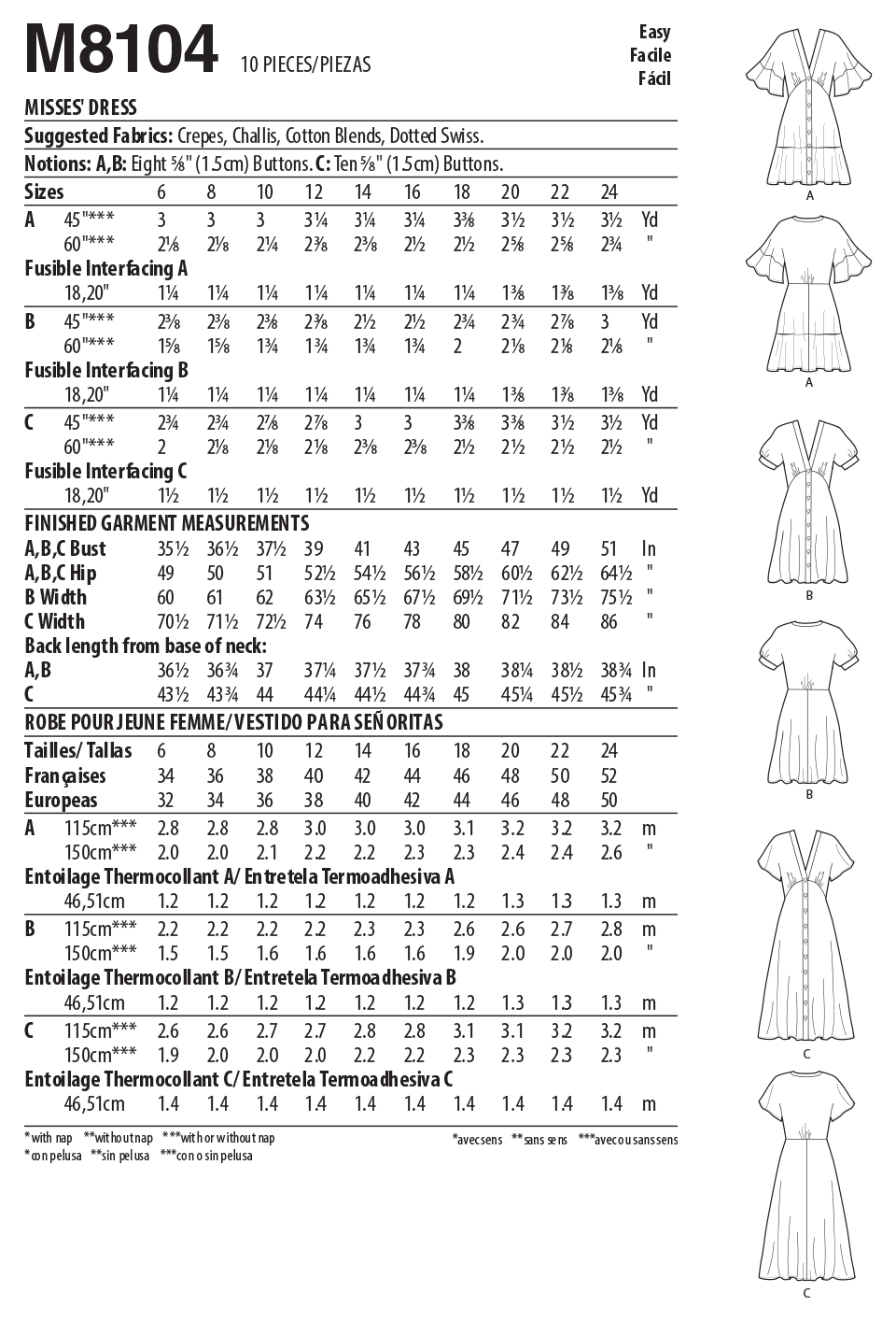 McCall's Pattern M8104 Misses' Dresses