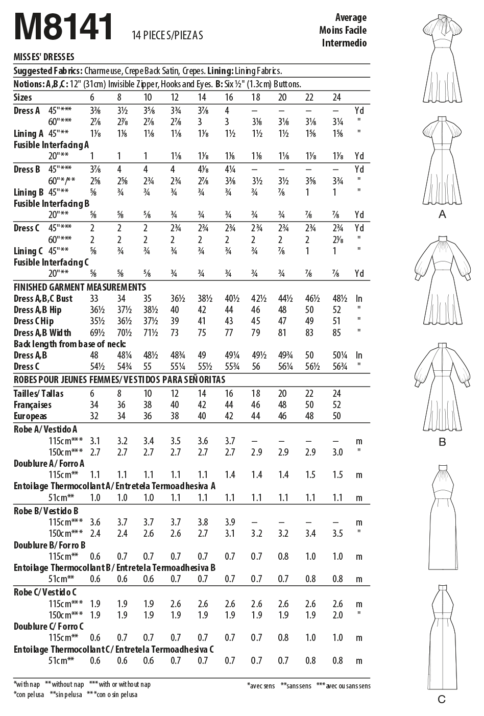 McCall's Pattern M8141 Misses' Dresses