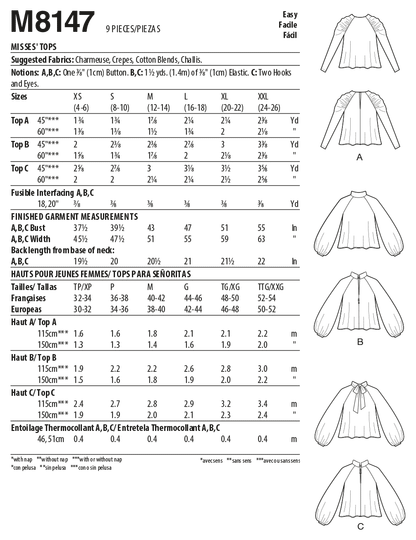 McCall's Pattern M8147 Misses' Tops