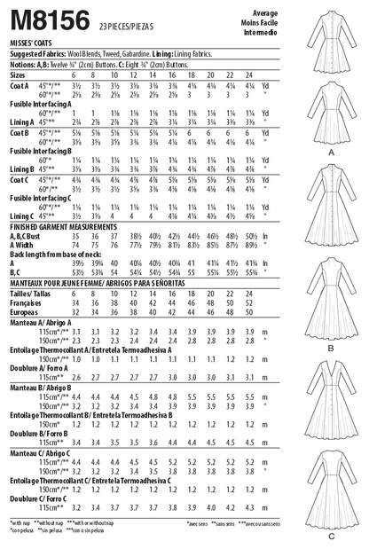 McCall's Pattern M8156 Misses' Coats