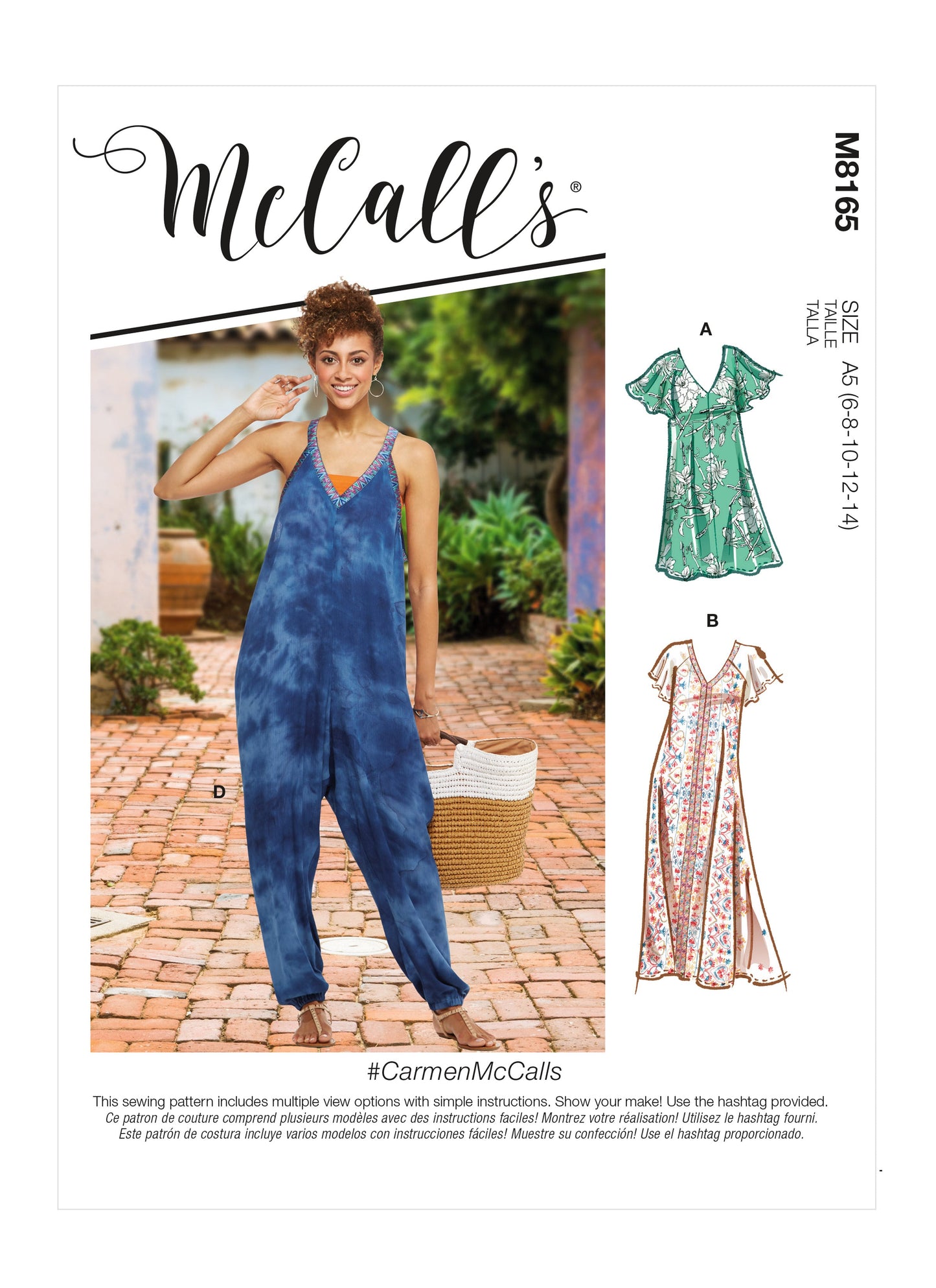 McCall's Pattern M8165 Misses' Very Loose-fitting V-neck Dresses & Jumpsuit