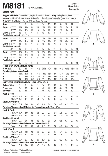 McCall's Pattern M8181 Misses' Tops