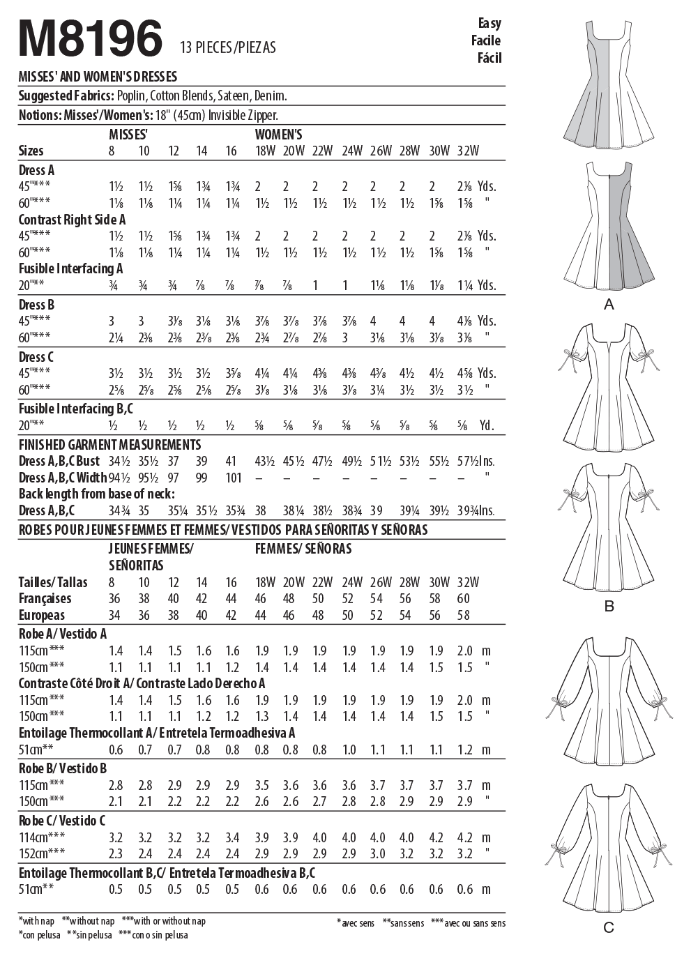 McCall's Pattern M8196 Misses' & Women's Dresses