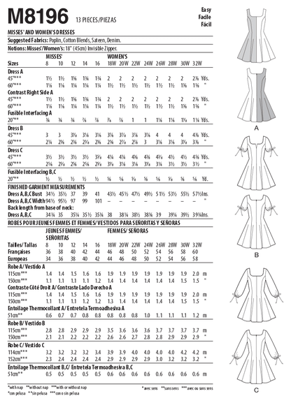 McCall's Pattern M8196 Misses' & Women's Dresses