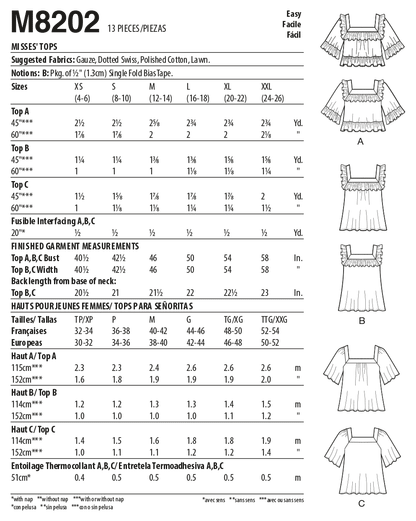 McCall's Pattern M8202 Misses' Tops