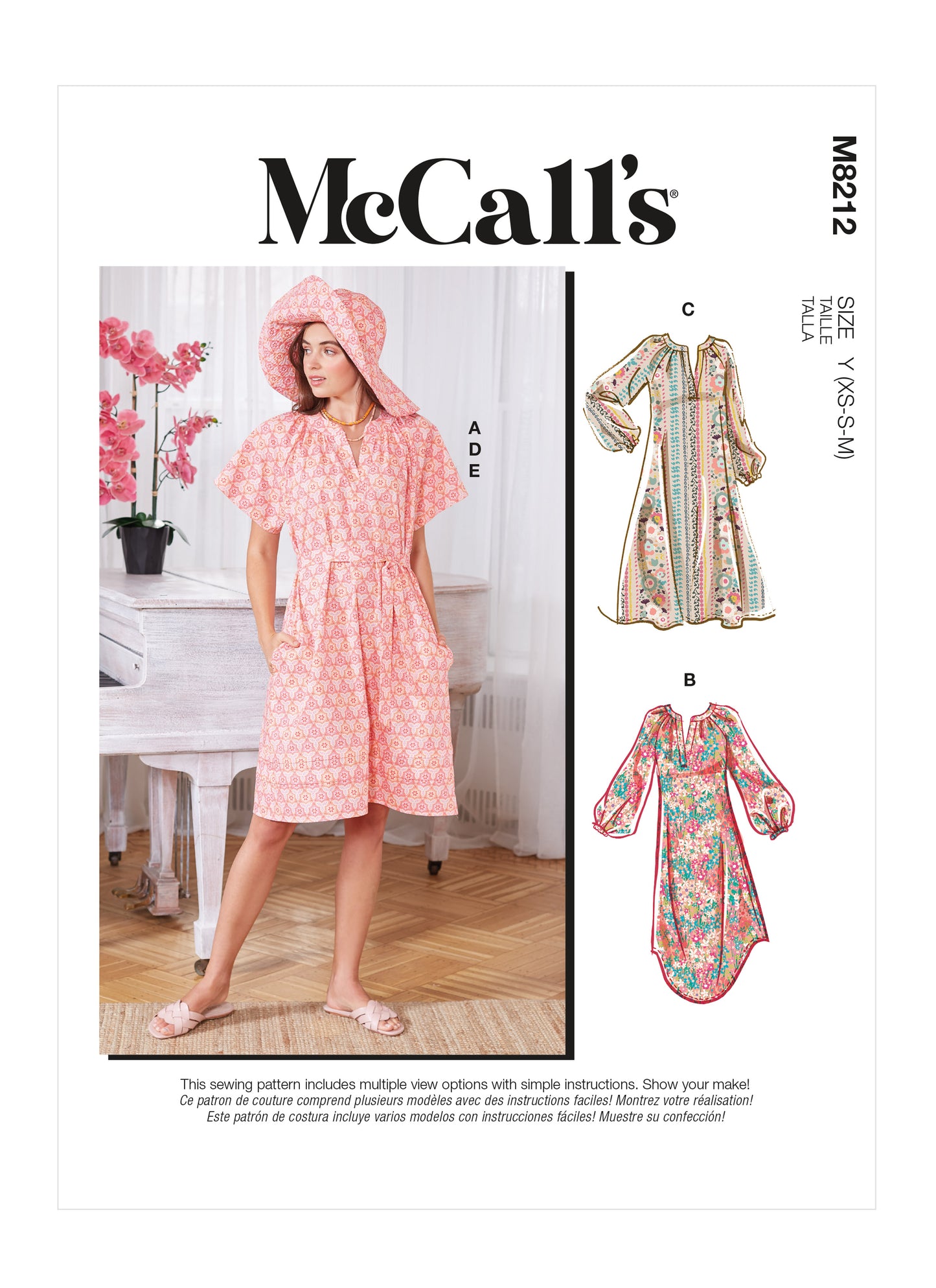 McCall's Pattern M8212 Misses' Dresses, Belt, Hat & Mask