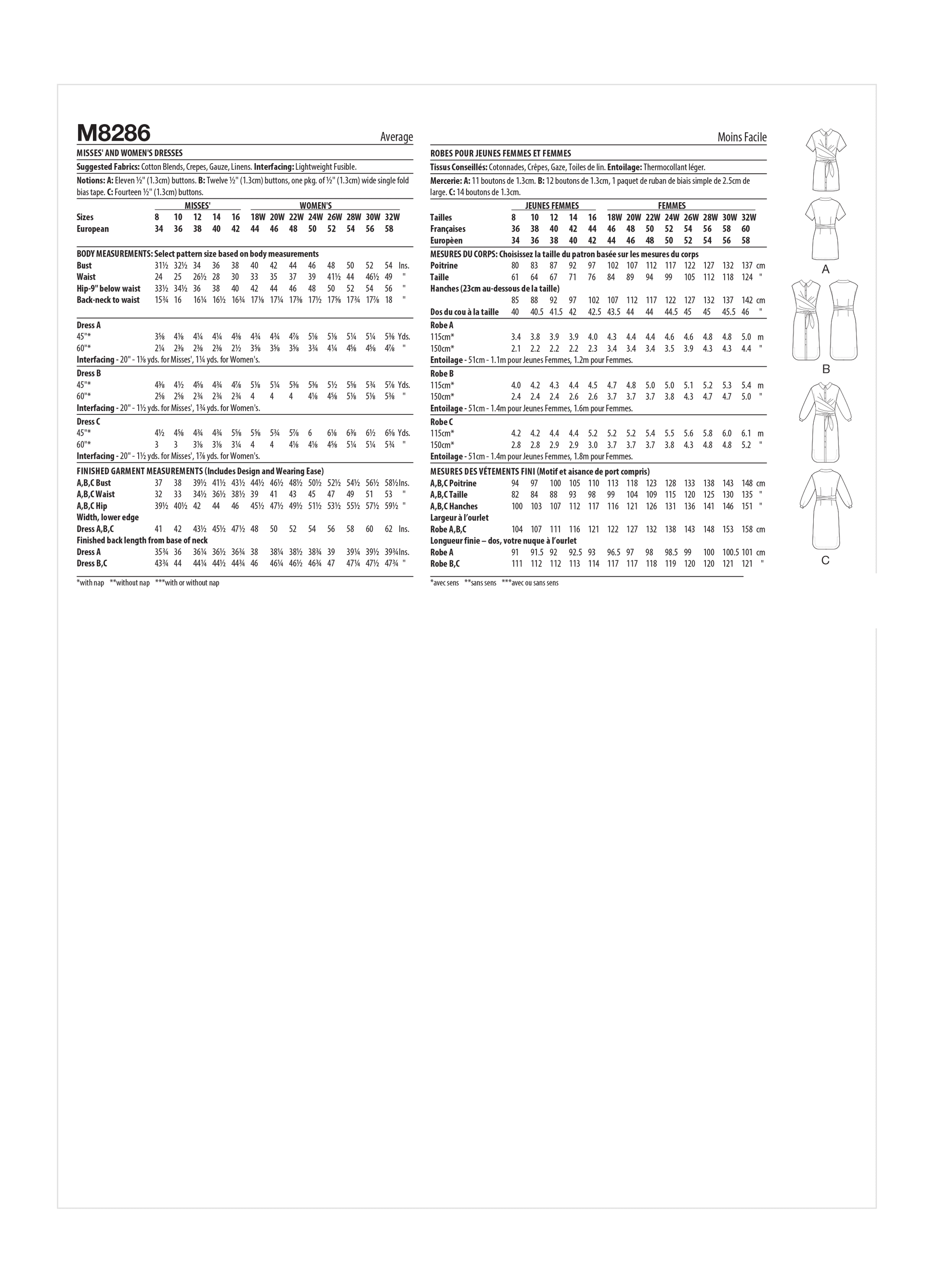 McCall's M8286 Misses & Women Dresses