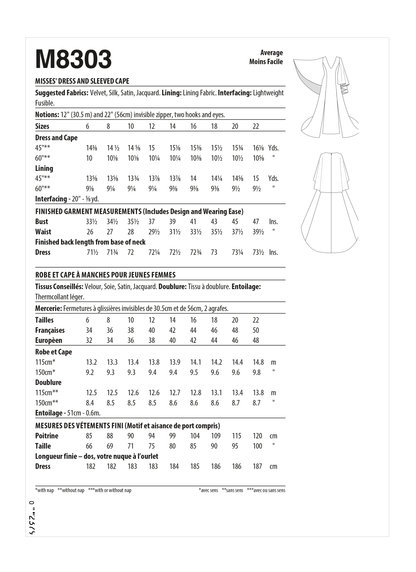 McCall's M8303 Dress & Sleeved Cape