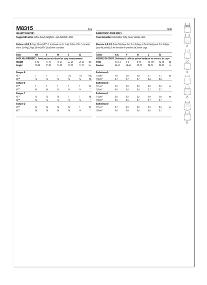 McCall's Pattern 8315 Infants' Rompers