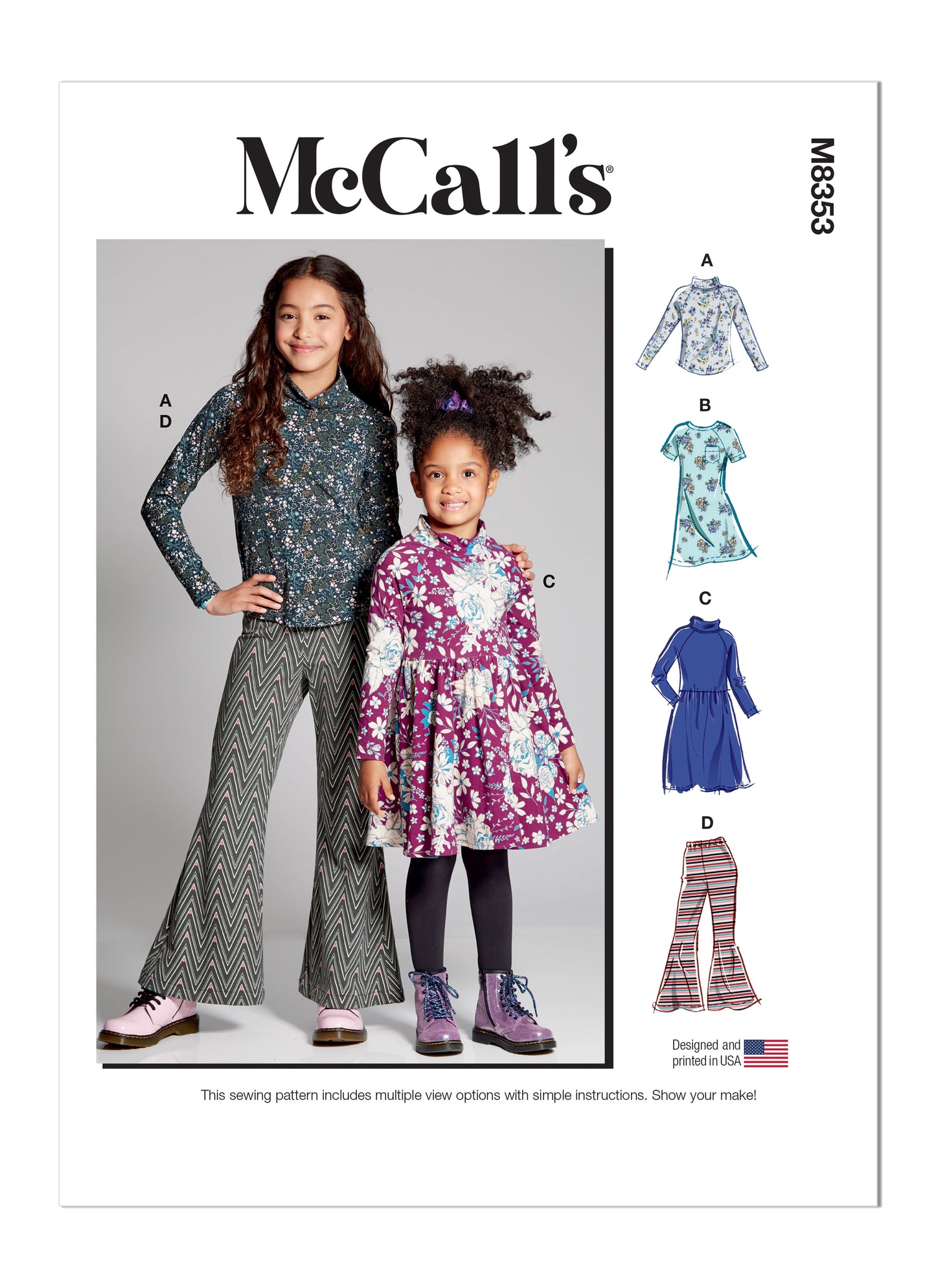 McCall's M8353 Children's and Girls Top, Dress & Pants