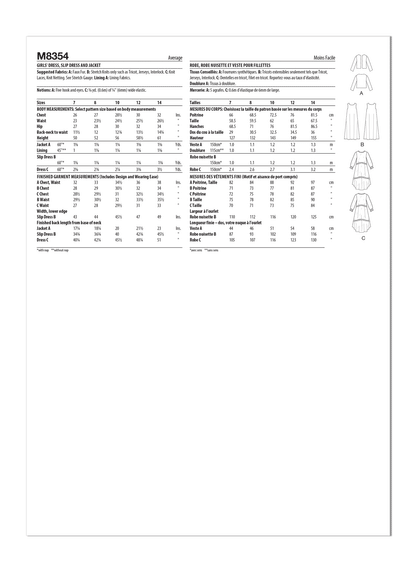 McCall's Pattern M8354 Girl Dress Slip Dress & Jacket