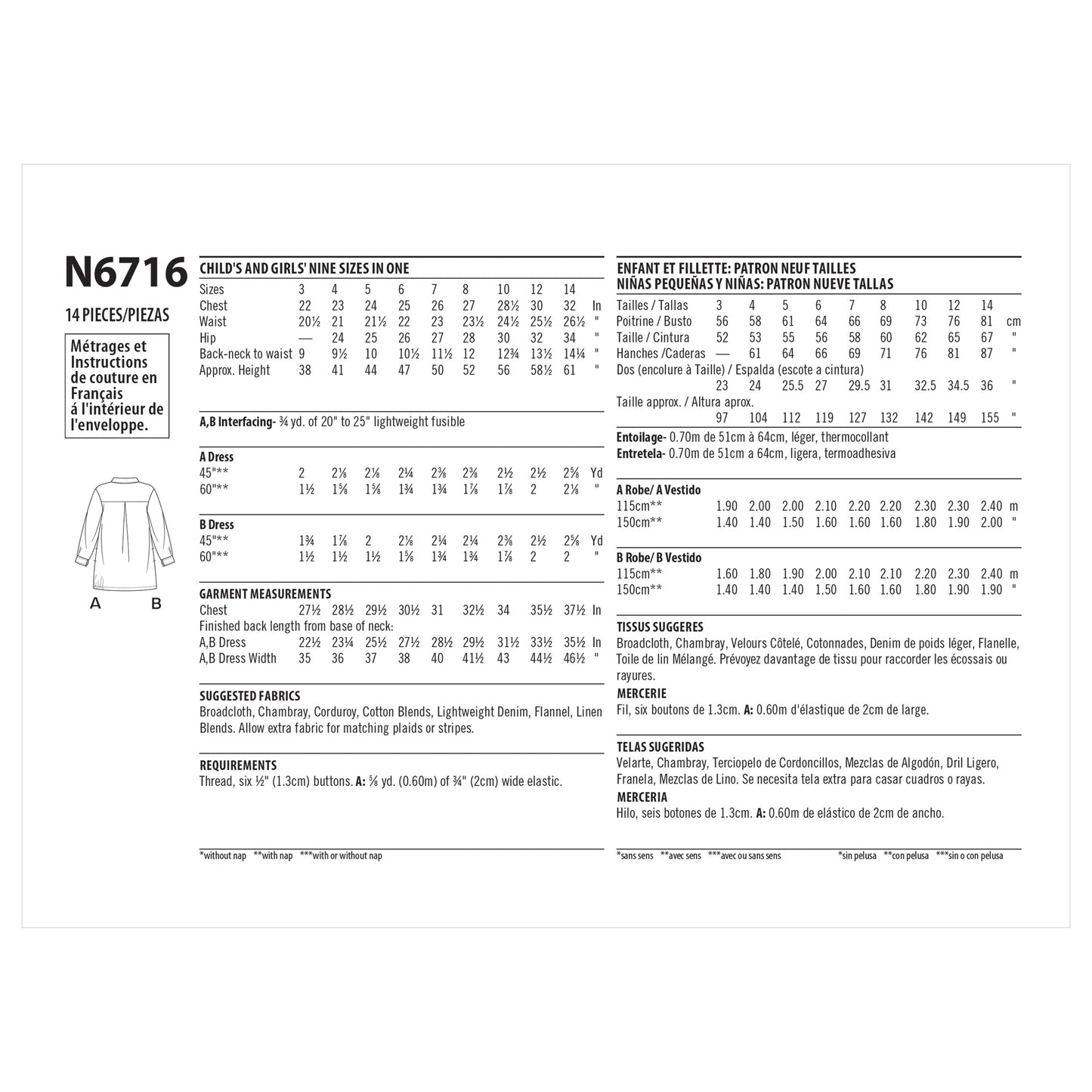 Newlook Pattern N6716 Child And Girl Dresses