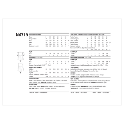 Newlook Pattern 6719 Misses' Tops