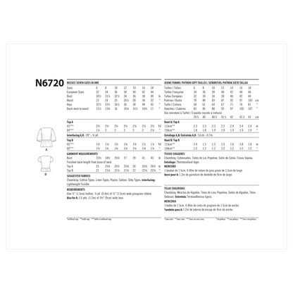 Newlook Pattern 6720 Misses' Tops