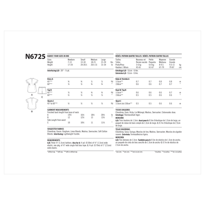 Newlook Pattern 6725 Babies' Separates