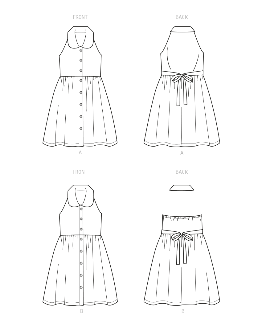 KIDS KNOTTED GOWN FLAT SKETCH - shop.graphtick.com
