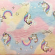 Printed Flannelette Fabric, Rainbow Unicorn- 108cm Width