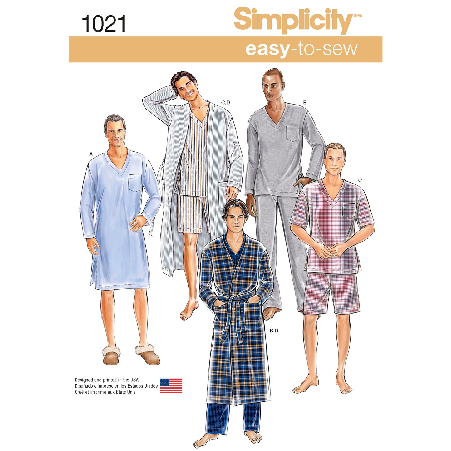 Simplicity Pattern 1021 Men's Classic Pajamas & Robe