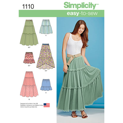 Simplicity Pattern 1110 Women's Tiered Skirt with Length Variations