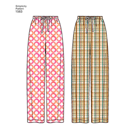 Simplicity Pattern 1563 Women's Men's and Teens' Sleepwear