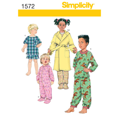 Simplicity Pattern 1572 Toddlers' and Child's Sleepwear and Robe