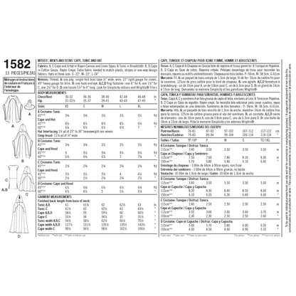 Simplicity Pattern 1582 Women's, Men and Teen Costumes