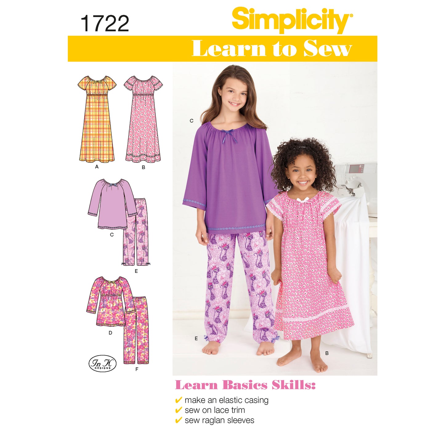 Simplicity Pattern 1722 Learn to Sew Child's and Girl's Loungewear