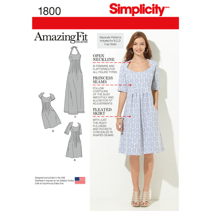 Simplicity Pattern 1800 Women's & Plus Size Amazing Fit Dresses