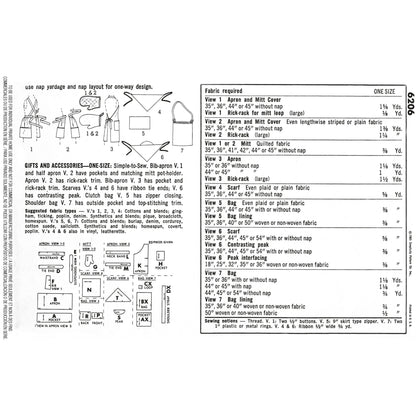 Simplicity Pattern 6206 OS Vintage Gift and Accessories