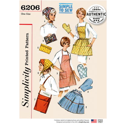 Simplicity Pattern 6206 OS Vintage Gift and Accessories