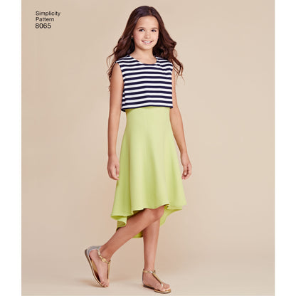 Simplicity Pattern 8065 Girls' and Girls' Plus Dress or Popover Dress