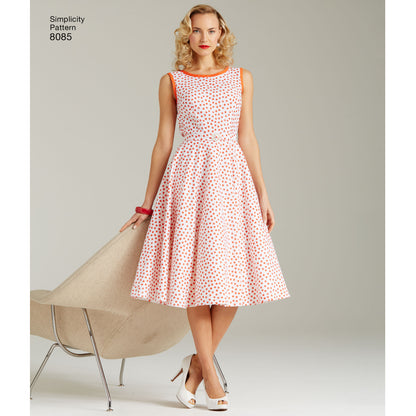 Simplicity Pattern 8085  Women's Vintage 1950's Wrap Dress in Two Lengths