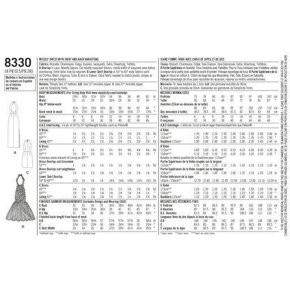 Simplicity Pattern 8330 Women's Dress with Skirt and Back Variations