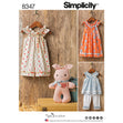 Simplicity Pattern 8347 Toddlers' dress, top and knit capris, and stuffed bunny