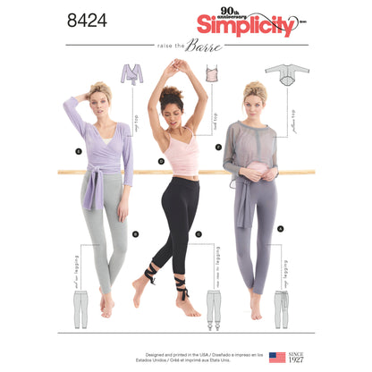 Simplicity Pattern 8424 Women's Knit Leggings in Two Lengths and Three Top Options