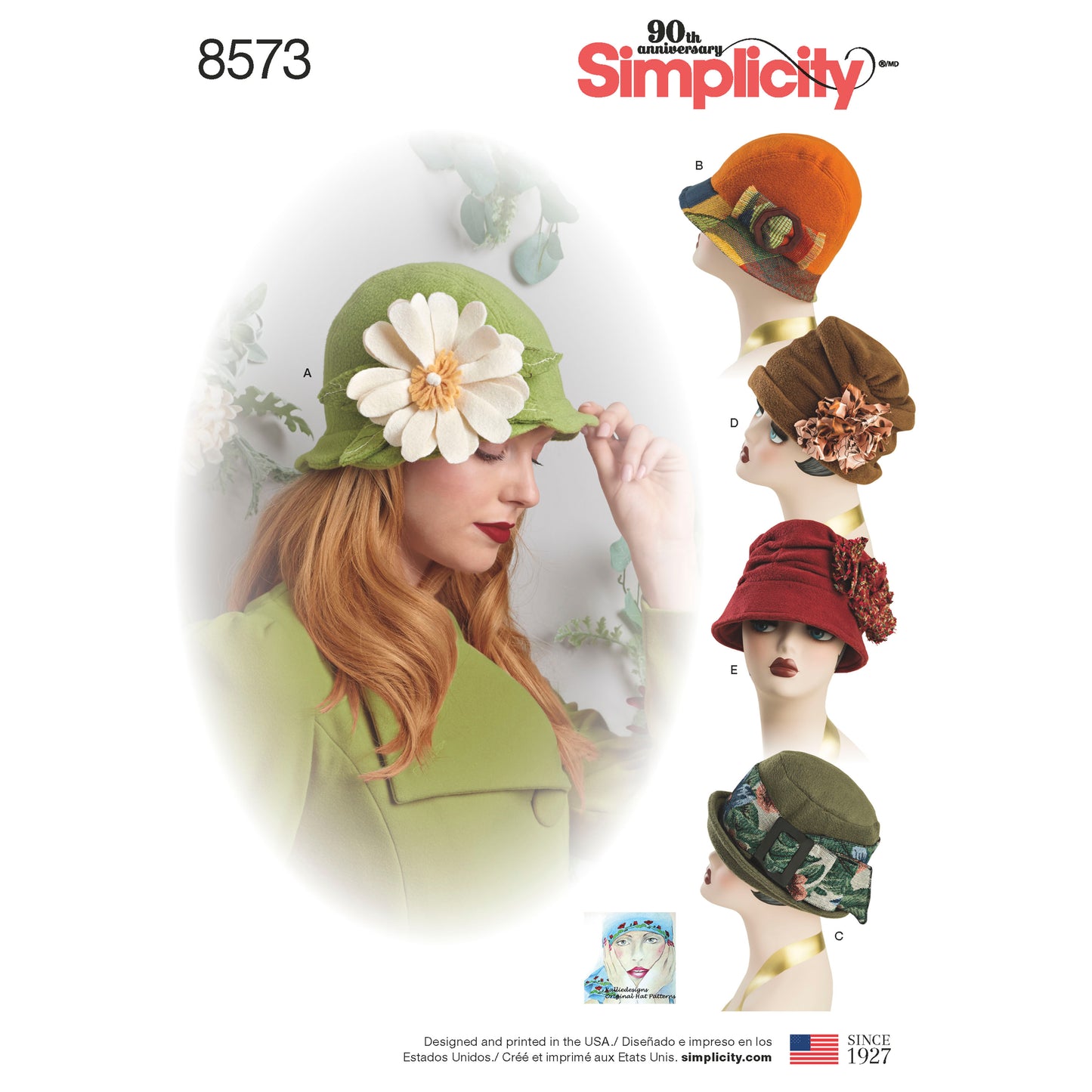 Simplicity Pattern 8573 Women’s' Flapper Hats in Three Sizes