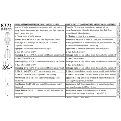 Simplicity Pattern 8771 Unisex Capes