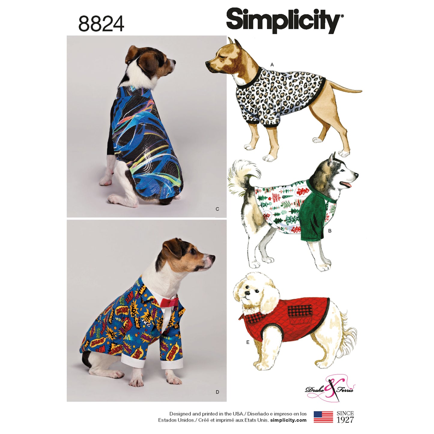 Simplicity Pattern 8824 Dog Coats in Three Sizes